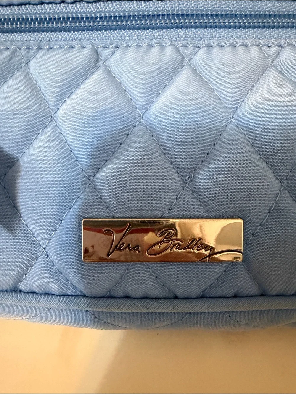 Vera Bradley Quilted Light Blue Zip Wristlet